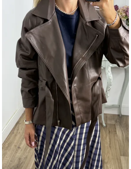 Chaqueta Kaila polipiel choco
