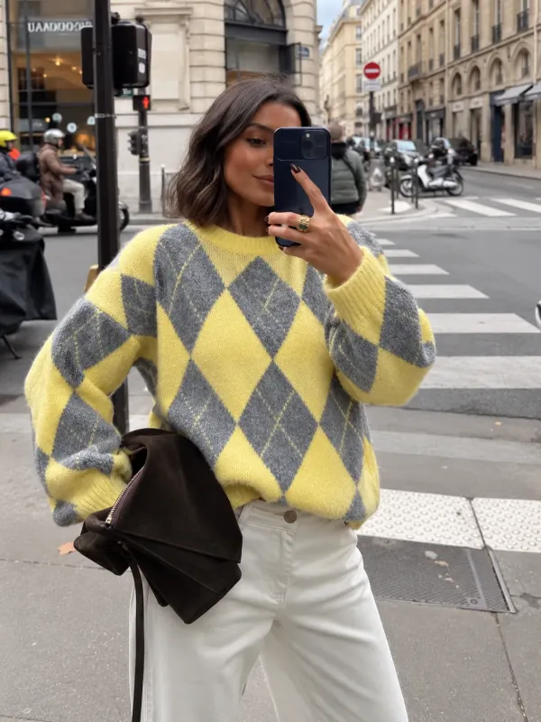 Jersey Rombo amarillo y gris