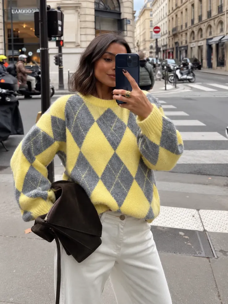 Jersey Rombo amarillo y gris