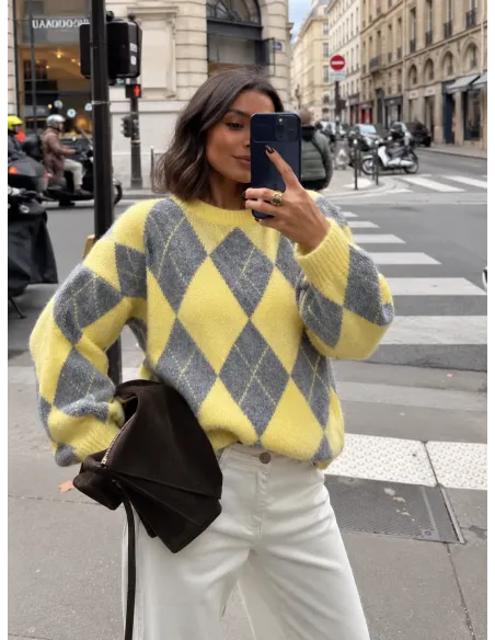 Jersey Rombo amarillo y gris