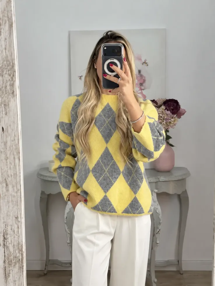 Jersey Rombo amarillo y gris