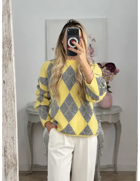 Jersey Rombo amarillo y gris