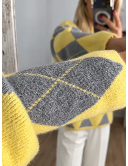 Jersey Rombo amarillo y gris