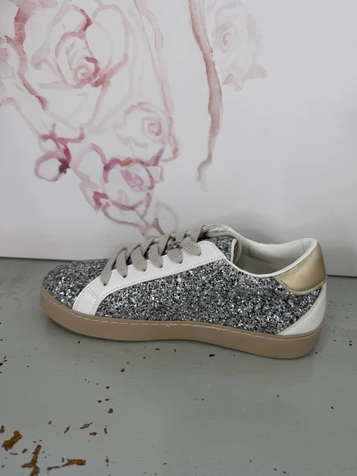 Zapatillas glitter plateado con estrella