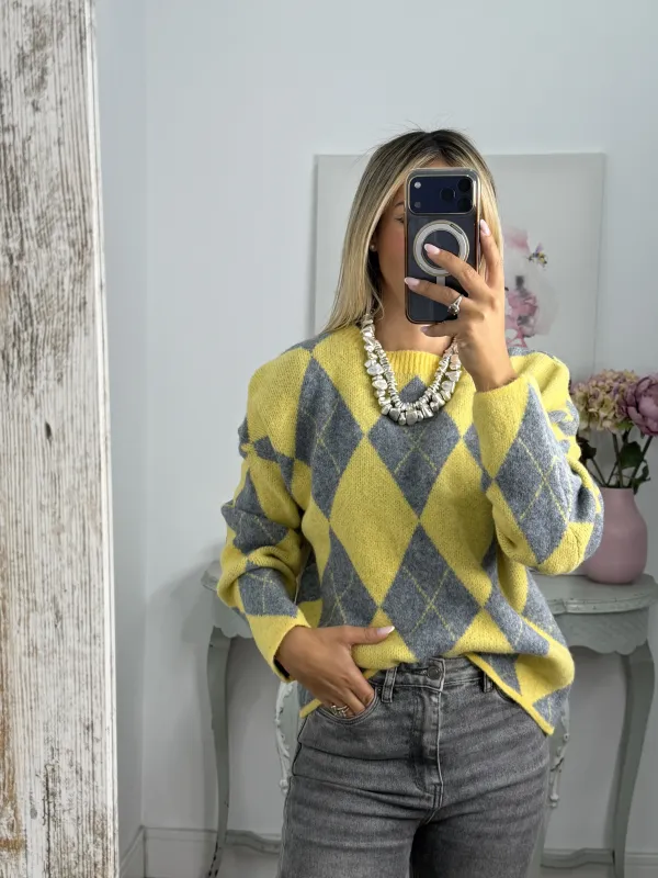 Jersey Rombo amarillo y gris