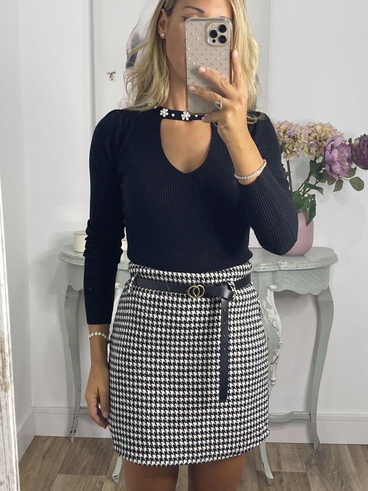 Jersey detalle perla negro