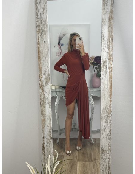 Vestido Cascada teja