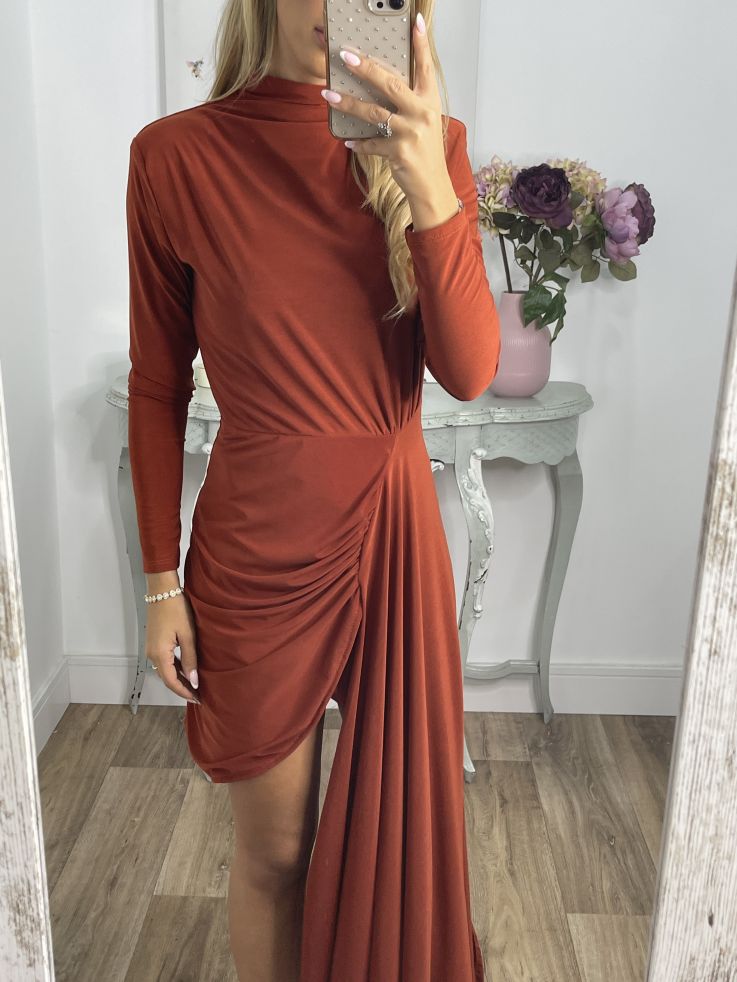 Vestido Cascada teja