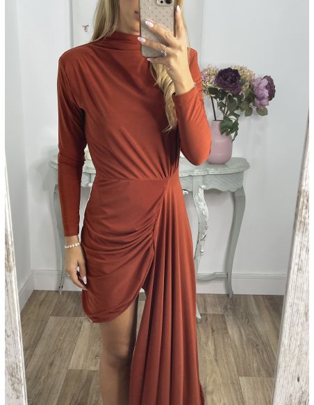 Vestido Cascada teja