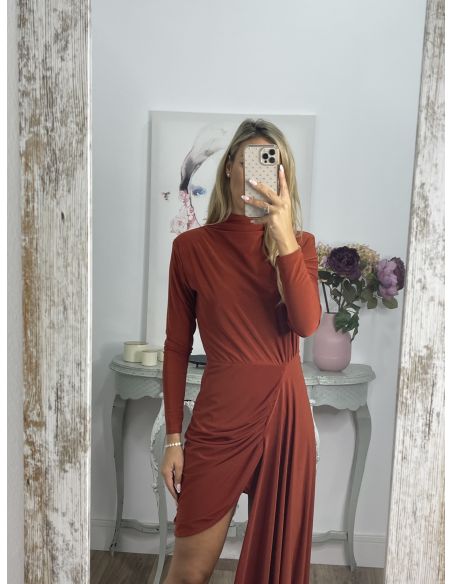 Vestido Cascada teja