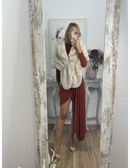 Vestido Cascada teja
