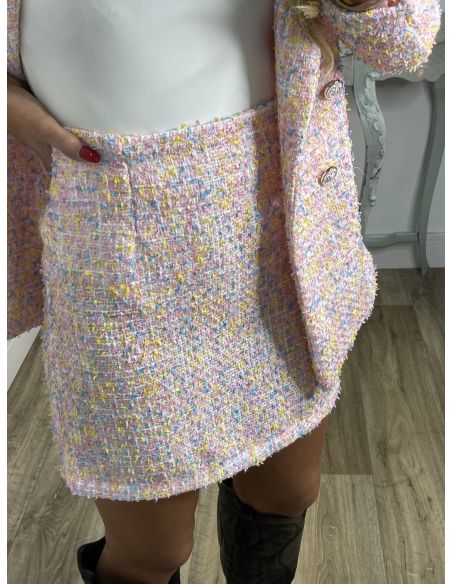 Falda tweed rosa