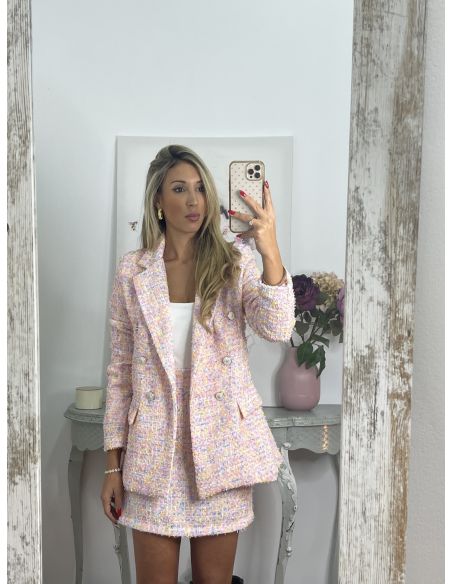 Falda tweed rosa