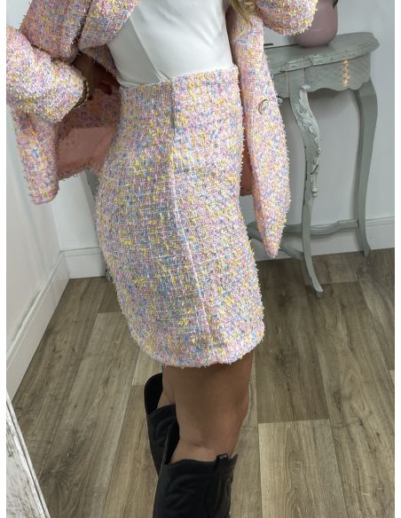 Falda tweed rosa