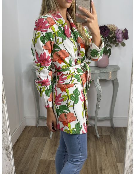 Chaqueta flores blanca