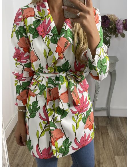 Chaqueta flores blanca