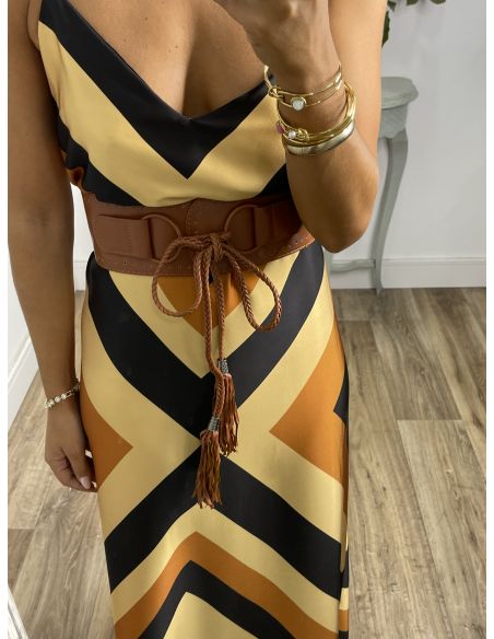 Fajín efecto piel marrón