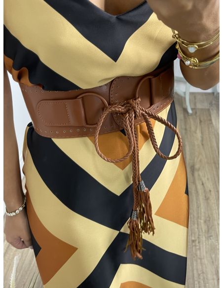 Fajín efecto piel marrón