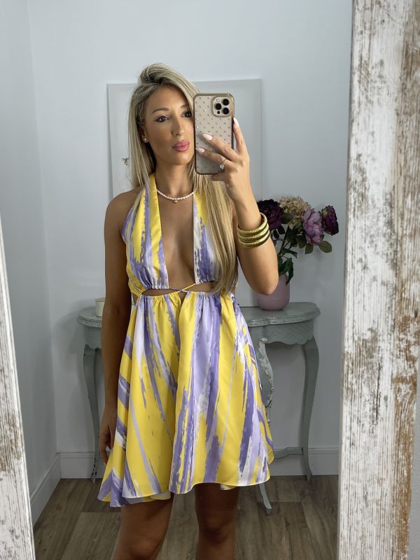 Vestido Neyla Lila y amarillo