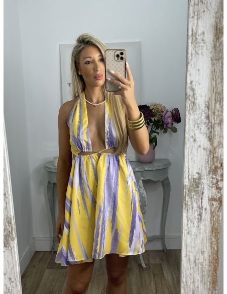 Vestido Neyla Lila y amarillo
