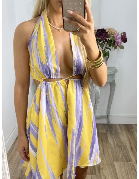 Vestido Neyla Lila y amarillo