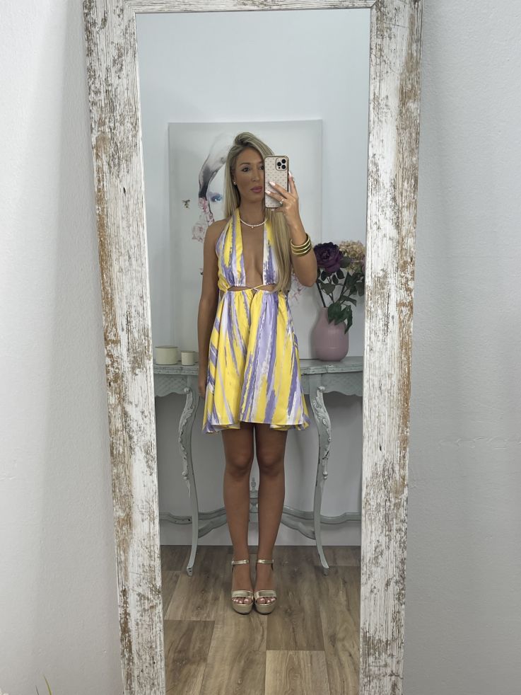 Vestido Neyla Lila y amarillo