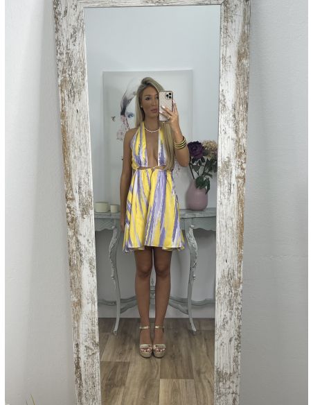 Vestido Neyla Lila y amarillo