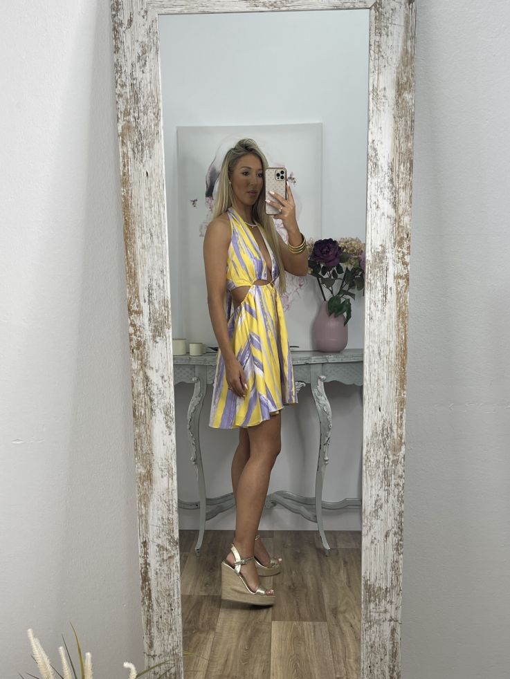 Vestido Neyla Lila y amarillo