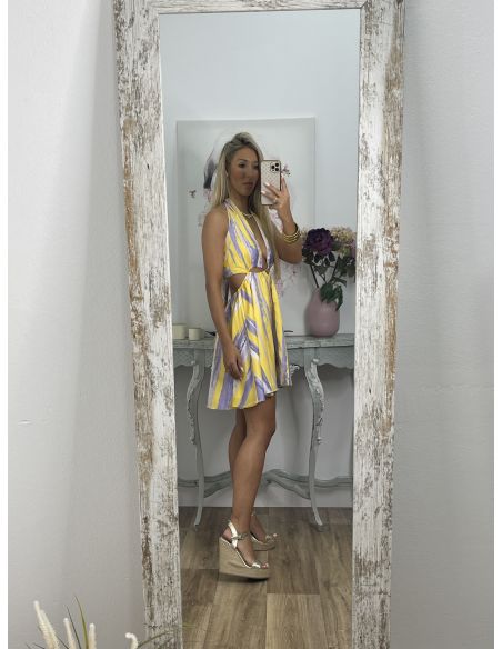 Vestido Neyla Lila y amarillo