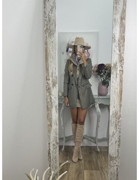 Sombrero cadena dorada fina beige