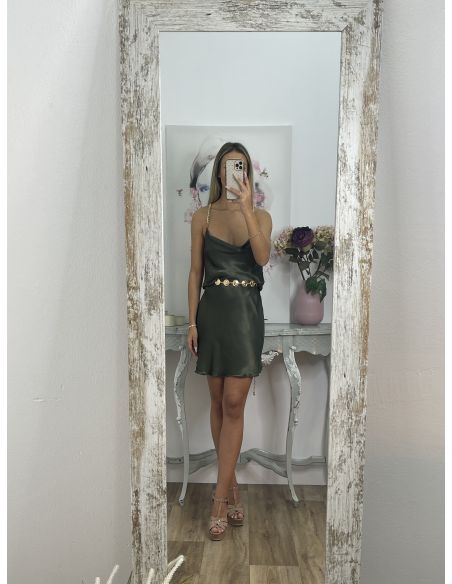 Vestido verde tiranta cadena