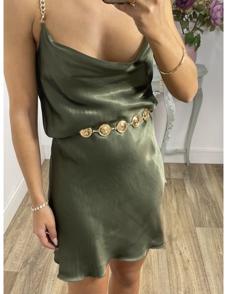 Vestido verde tiranta cadena