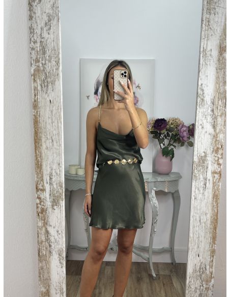 Vestido verde tiranta cadena