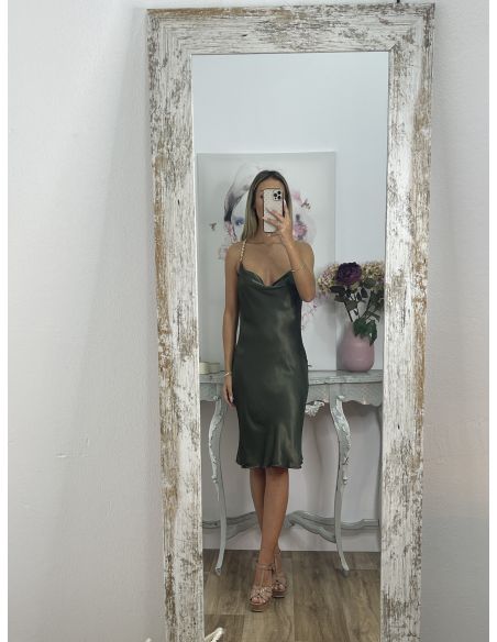 Vestido verde tiranta cadena