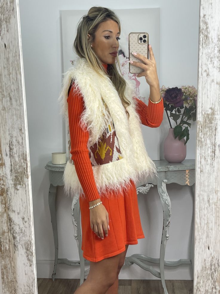 Chaleco Alina beige y teja