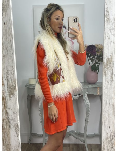 Chaleco Alina beige y teja