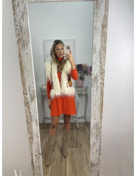 Chaleco Alina beige y teja