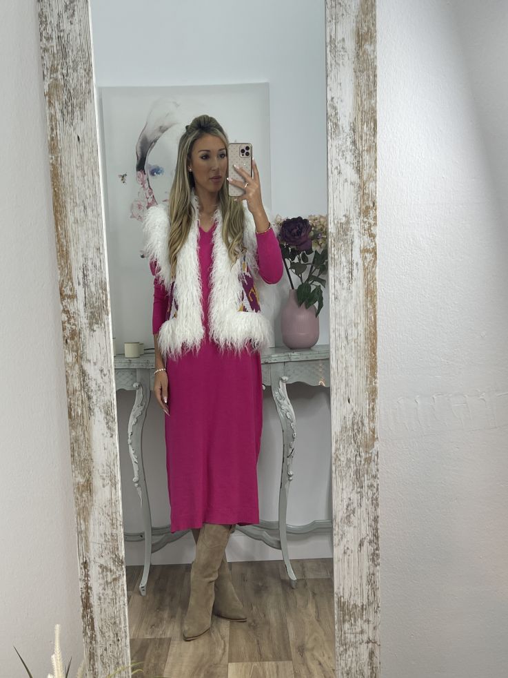 Chaleco Alina blanco y rosa