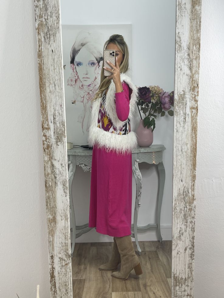 Chaleco Alina blanco y rosa
