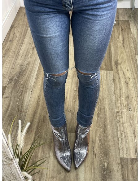 Botín lentejuelas plateado