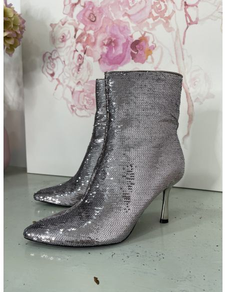 Botín lentejuelas plateado
