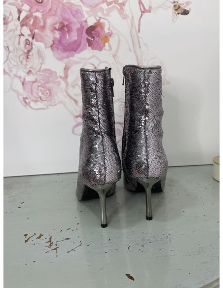 Botín lentejuelas plateado