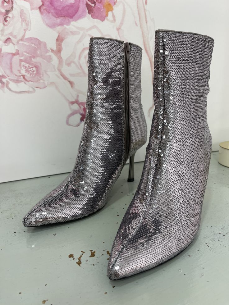 Botín lentejuelas plateado