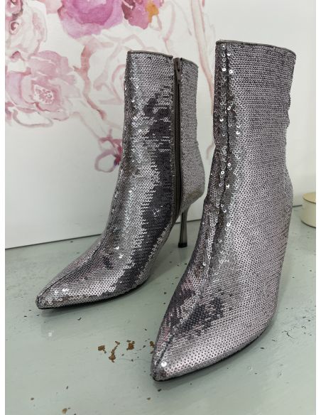 Botín lentejuelas plateado