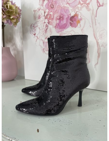 Botín lentejuelas negro