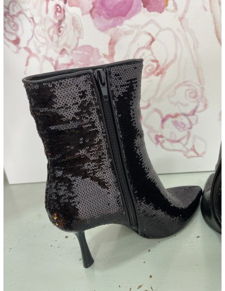 Botín lentejuelas negro