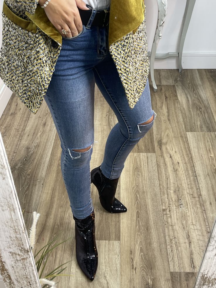 Botín lentejuelas negro