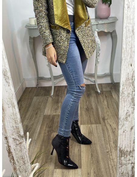 Botín lentejuelas negro