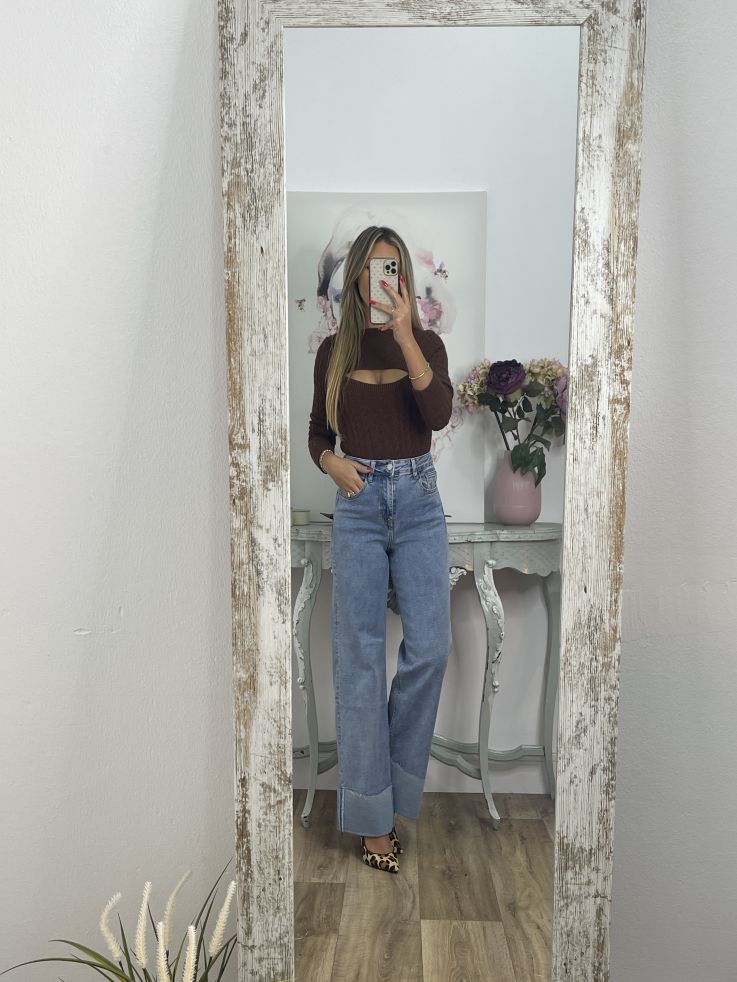 Jersey escote ojo marrón