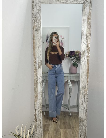 Jersey escote ojo marrón